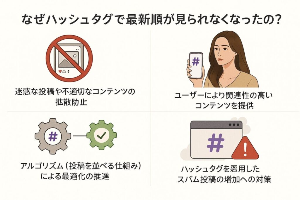 インスタ なぜハッシュタグで最新順が見られなくなったの？