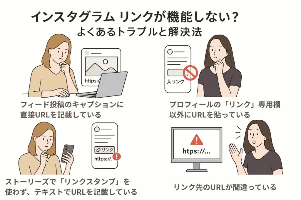 インスタグラム リンクが機能しない4つのトラブル