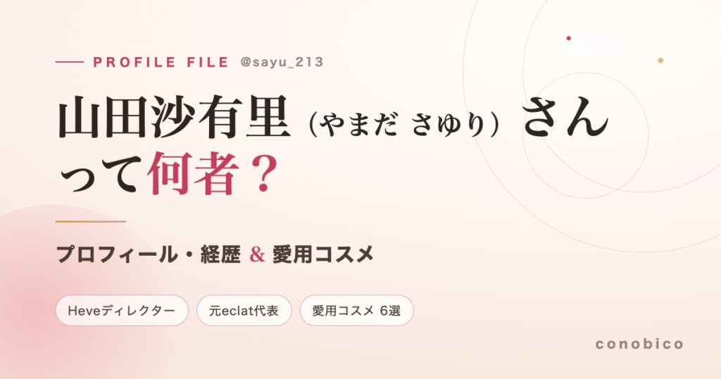 山田沙有里（SAYU）さんのプロフィールと愛用コスメを紹介する記事のアイキャッチ